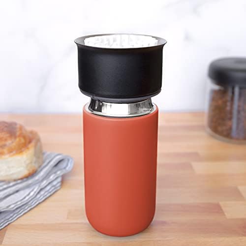 Fellow 12 oz Carter Move Travel Mug - Vacuum-Insulated Stainless Steel Travel Coffee Mug - Coffee Tumbler with Ceramic Interior and Splash Guard - Corduroy Red - Image 6
