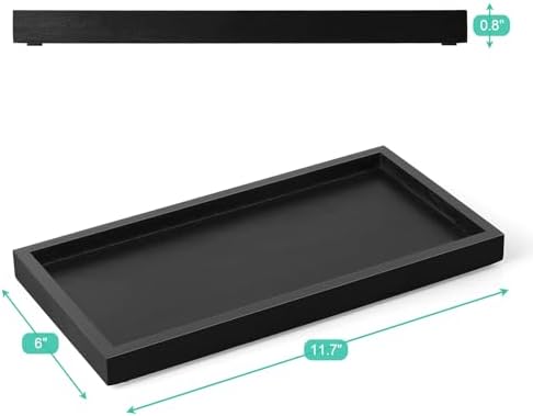ALELION 11.7" Bathroom Vanity Tray for Counter - Black Wood Decorative Tray for Toilet Tank Makeup Perfume Jewelry Catchall Coffee Table - Wooden Kitchen Countertop Organizer for Soap Dispenser - Image 7