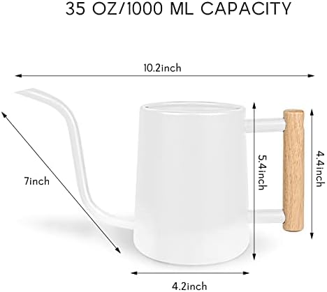 Watering Can Indoor Plants, 35 oz/1000 ml Metal Stainless Steel Watering Can Pot with Long Spout for Indoor House Plants Bonsai Outdoor Garden Flower Decorative (White) - Image 7