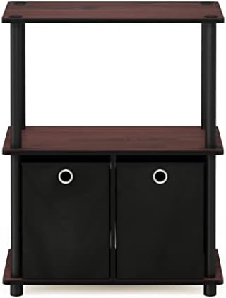 Furinno TURN-N-TUBE Storage Shelves, 3-Tier Toolless Book Shelf with Storage Bins, Display Shelf, for Organization and Storage, Living Room, Garage, Home Office, Dark Cherry - Image 6