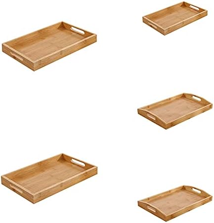 Ochine Bamboo Serving Tray with Handles Rectangular Wooden Breakfast Food Trays Natural Wood Tea Coffee Tray Decorative Counter Table Tray for Home Office Kitchen Bathroom and Weddings Parties 1 Pack - Image 6