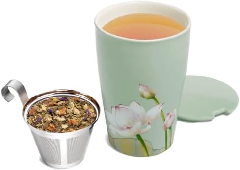 Tea Forte Double-Walled Ceramic Kati Cup, Lotus, 12 oz - Image 2