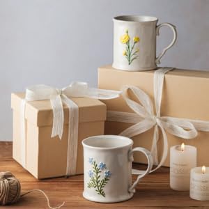 2 Pack Floral Ceramic Coffee Mugs - Yellow and Blue Flowers, Hand-Painted, Microwave & Dishwasher Safe, Ideal for Cappuccino, Tea, Hot Chocolate - Image 6