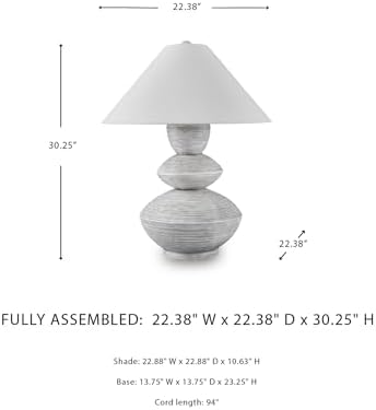 Signature Design by Ashley Table Lamp, 30" Gourd, Distressed White - Image 7