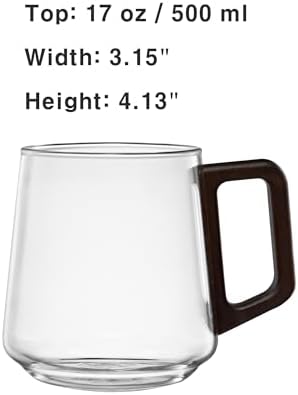 Set of 2 Premium Heat-Resistant Glass Mug, 17oz (500ml) Clear Glass Cup - Image 3