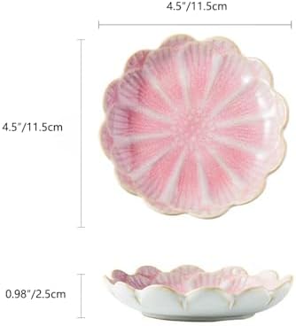 Lotus Ring Holder Dish Small Indoor Ash Tray, Ceramic Dessert Plate Trinket Jewelry Holder Organizing Necklace Earrings for Parents Friends Sister, Pink. All Jewelries Are NOT Included. - Image 6