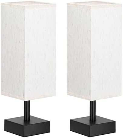 aooshine Small Bedside Lamps Set of 2 - Cream Fabric Shade Bedroom Lamps - Image 6