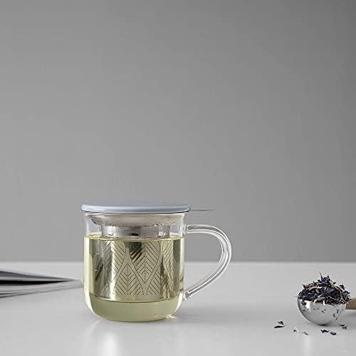VIVA Minima Eva Glass Tea Cup with Infuser and Lid, 14 oz, Hazy Blue - Image 6