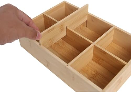2 Pack Bamboo Desk Organizer with Adjustable Dividers - Image 7