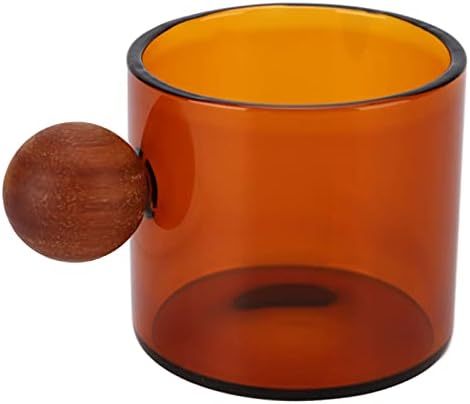Clear Glass Coffee Cup Heat Wooden Handle for Office Home Use 120ml (Brown) - Image 7