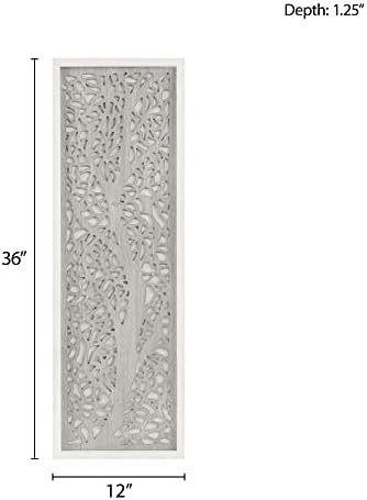 Madison Park Laurel Wall Art - Laser Cut Carved Botanical Tree Branches, Genuine Fir Wooden Framed, Rustic Finish - Modern Farmhouse Décor for Living Room, Ready to Hang Panel, 12 x 36, Natural Grey - Image 6