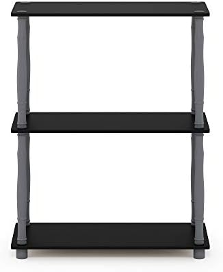 Furinno Turn-N-Tube 3-Tier Compact Multipurpose Shelf Display Rack with Classic Tube, Black/Grey - Image 6