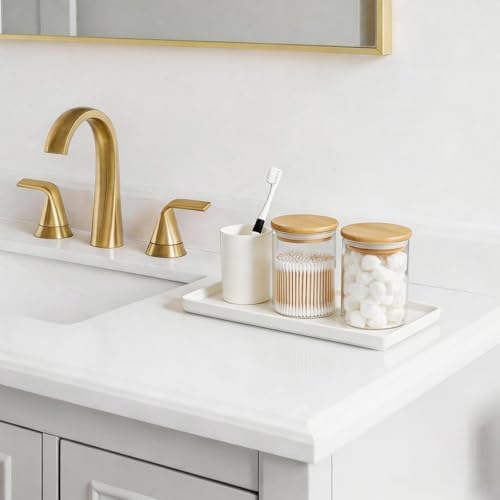 ALELION White Ceramic Bathroom Vanity Tray for Counter, Porcelain Tray for Toilet Tank, Soap Dispenser, Perfume, Jewelry, Candles, Coffee Table, Kitchen, Decorative Catchall Tray, 11.7 Inch - Image 7