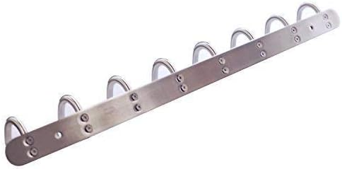 Coat Hook Rack with 8 Round Hooks - Premium Modern Wall Mounted - Ultra durable with solid steel construction, Brushed stainless steel finish, Super easy installation, Rust and water proof