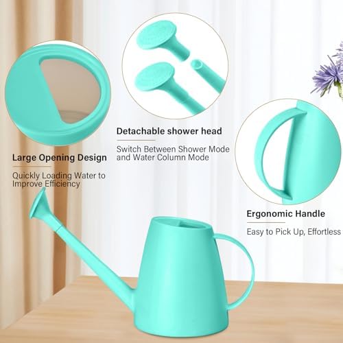 Plastic Watering Can - for Indoor and Outdoor House Plant Garden - with Long Spout - 1/2 Gallon - SkyBlue - Image 7