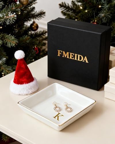 Fmeida Personalized Jewelry Dish Tray with Initial, Gifts for Women Bride - Image 7
