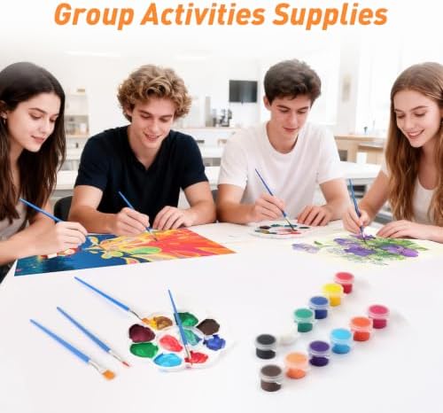 24 Pack Mini Acrylic Paint Set, 12 Colors Acrylic Paint Strips with 48 Brushes, Washable Paint for Kids & Adults Craft, 336 PCS Painting kit for Easter Eggs, Birthday, Party Favor, Classroom Art Gifts - Image 7