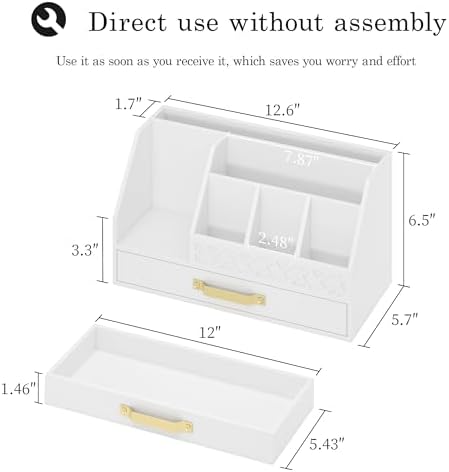 Wisuce Bamboo Mail Organizer Countertop with Drawers, Wooden Desk Organizer File Bill Sorter Storage Box for Desktop Letter Envelope Countertop Holder for Office Home School Organization - Image 7