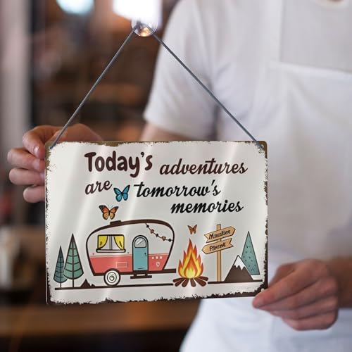 Camper Wall Decor Camping Signs Happy Camper Decor Today's Adventures Are Tomorrow's Memories Sign Camper Happy Campers Gifts Metal Signs Campsite Decorations - Image 5