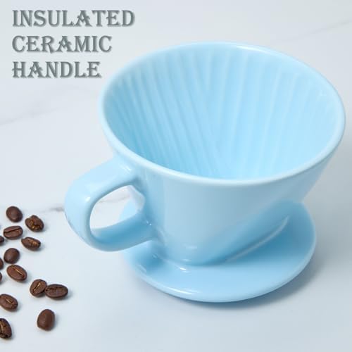 Pour Over Coffee Dripper, Ceramic Pour Over Coffee Maker, Blue - Image 6