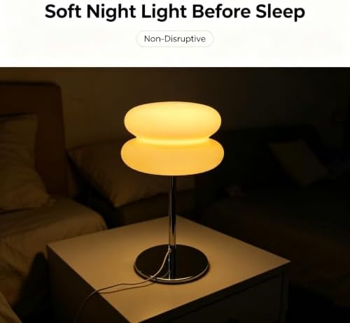 Mushroom lamp, Bedroom Medieval Modern Bedside Table lamp for Night Stands, Vintage dimmable Small Lamps, Cute Cool Desk Lamps Home Room Aesthetic Decor for Living Room(Cream) - Image 7