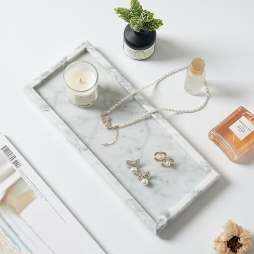 Natural Marble Vanity Tray, Stone Organizer for Bathroom & Kitchen - Image 6
