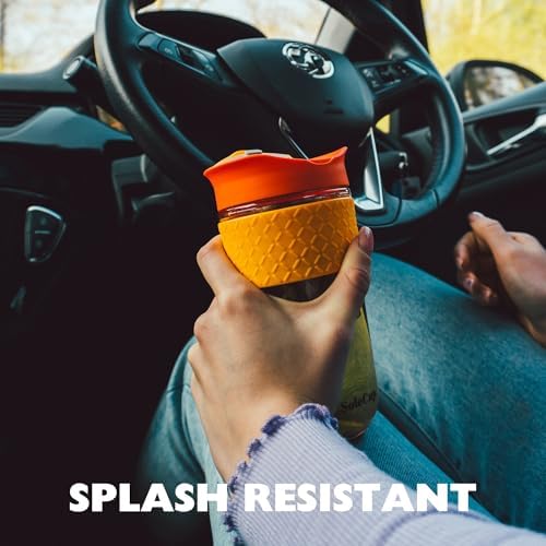 Large Travel Mug Loose Tea Infuser - Detachable Tea Strainer with Spill Proof Lid - 18oz/530ml BPA-Free Reusable Glass Travel Coffee Cup with Silicone Band (Ice Cream, 18oz) - Image 6