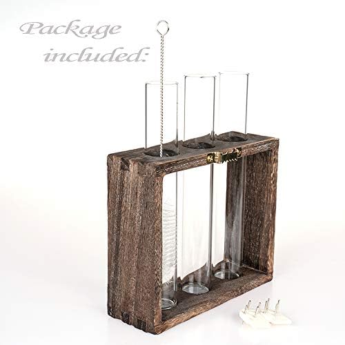 Wooden Propagation Station with 3 Glass Test Tubes, Tabletop Glass Terrarium Holder for Cuttings Hydroponics, Home Office Desk Decor Gift for Women Mom Plant Lovers, Brown - Image 6