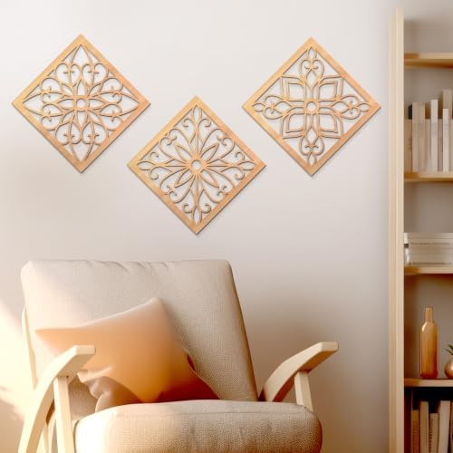 KOYILTD 4 Pcs Thicken Wooden Wall Art Rustic Farmhouse Flower Wall Art - Image 7