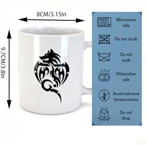 Mug Set of 2 Gothic Skull and Wolf Ceramic Coffee Cup Set Ceramic Coffee Mugs, Unique Gift Boxed Set for Him & Her, Novelty Gothic Mugs - Image 6