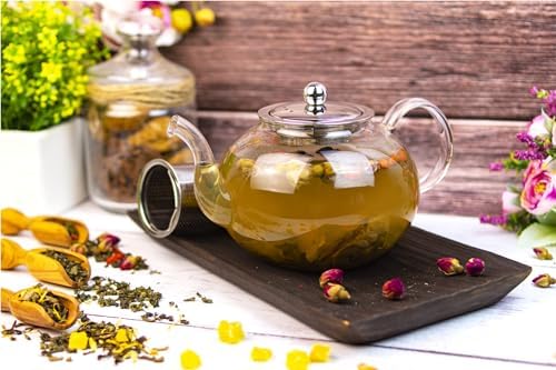 Aserson 1200 ml/40 oz Glass Teapot, Heat Resistant, Stainless Steel Infuser, Handmade, Leaf Tea Brewer, Borosilicate Glass, Stovetop Teapot and Microwave Safe - Image 5