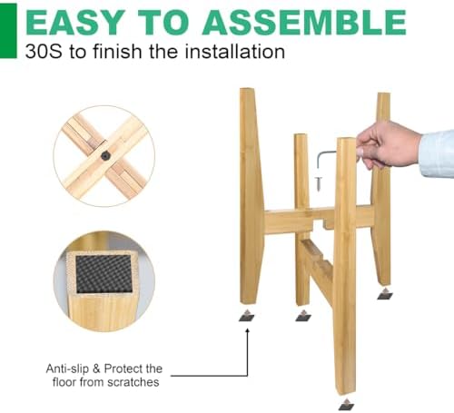 Rnined Plant Stand Indoor, Bamboo Plant Shelf, Adjustable Corner Plants Flower Holders Single Floor Plant Stand, Fits 8 to 12 Inches Pots,(Pot & Plant Not Included)(Nature) - Image 6