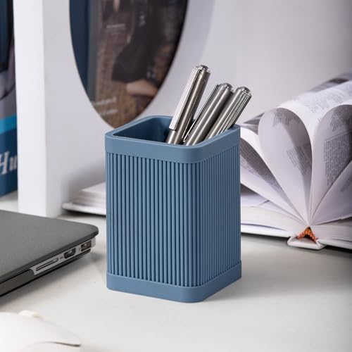 HighHerz Aesthetic Pen Holder For Desk, Modern Silicone Pencil Holder, Stylish Office Desk Decor, Made of 5 mm Thickened Premium Silicone, Office Desk Organizer And Accessories (Dark Blue) - Image 7