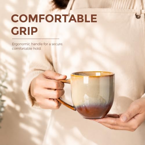 theterra Ceramic Coffee Mugs Set of 6, 12 oz Coffee Cups with Handle - Image 7