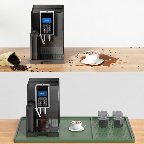 Rnivvi Silicone Coffee Mat, 16" x 24" Waterproof Raised Edge Coffee Bar Mats for Espresso Machine Station Accessories, Heat Resistant Detachable Dish Drying Pad for Kitchen Counter, Dish Rack, Green - Image 7