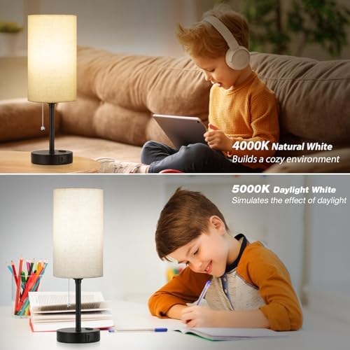 17in Bedside Table Lamp for Bedroom, Desk Lamp with USB Ports for Dorm - Image 6