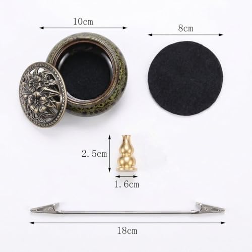 Ceramic Incense Burner Set, Vintage Kiln-Changed Censer with Alloy Holder, Coil Cone Stick Incense Burner, Zen Decor for Home Meditation Yoga, with Holder, Clip & Fireproof Mat - Image 6