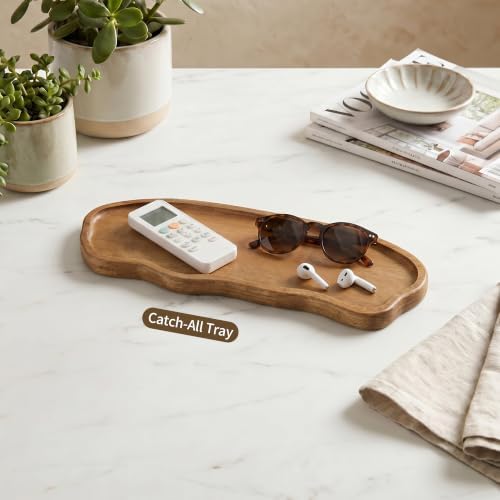 Small Wooden Tray | Acacia Wood Tray for Vanity, Bathroom Counter, Coffee Table & Toilet | Perfect for Jewelry, Remote, Perfumes & Catch All | Mini Charcuterie Board Serving Platter (Cloud Shape) - Image 7
