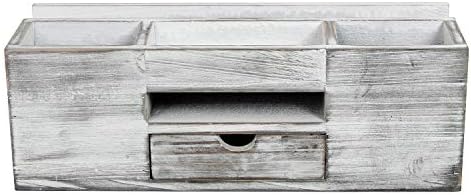 Liry Products Whitewashed Wooden Desktop Organizer Multiple Compartments Rack Shelf Drawer Tabletop Wood Storage Cabinet Office Supplies Caddy Document Stationery Holder Accessory Sorter Vanity Home - Image 7