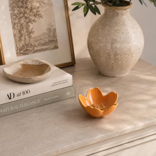 Floral Ceramic Jewelry Tray, 3.5" Ring Holder Trinket Bowl - Image 6