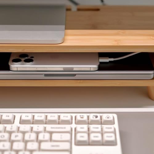Bamboo Monitor Stand Riser with Drawer - Image 6