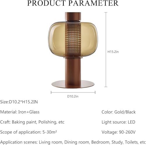 Modern Amber Glass Table Lamp Glass Shade Gold Base Desk Lamp Minimalist Design Living Room Bedroom Office Coffee Shop Dimmable LED Light Decor Ambient Lighting - Image 7