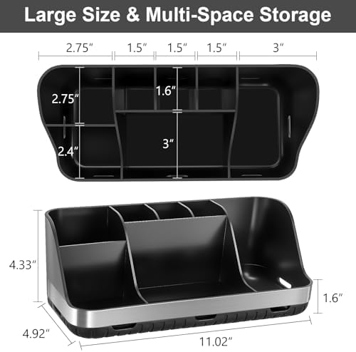GFWARE Black Toothbrush Holder - 7 Slots Bathroom Organizer Countertop with Drainage Matte Black Electric Toothbrush and Toothpaste Holder for Bathroom Accessories Sink Storage - Image 7