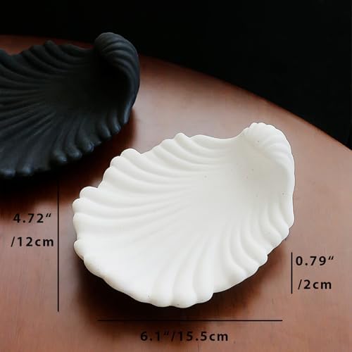 J.K.Leo Handcrafted Ceramic Shell Jewelry Tray – Elegant Scalloped Vanity Dish for Rings, Earrings & Trinkets, Modern Zen Home Decor (6.1" x 4.72" x 0.79") - Image 6