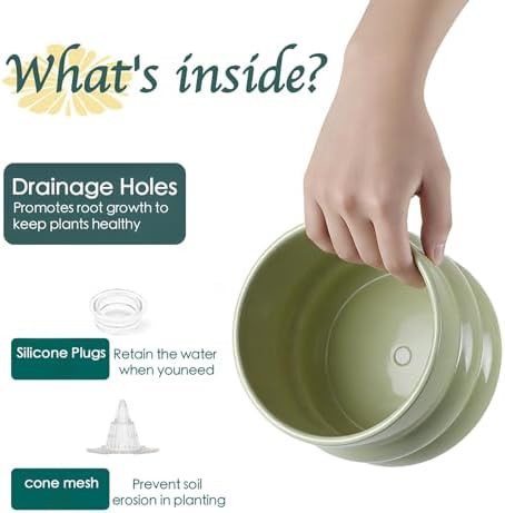 Ceramic Plant Pot,6 Inch Planters for Indoor Plants,Ceramic Planter Flower Pots with Drainage Hole,Home Office Garden Décor,(Green,Inner-pots not Larger Than 5 Inch) - Image 7