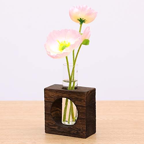 Glass Single Test Tube Vase in Wooden Stand Flower Pots for Hydroponic Plants Office Home Decoration - Image 7