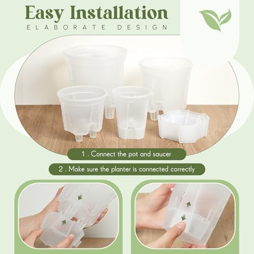 Wonderjune Self Watering Planter, 4.72''/5.91''/7.09''/8.27'', Clear, 4 Pcs - Image 6