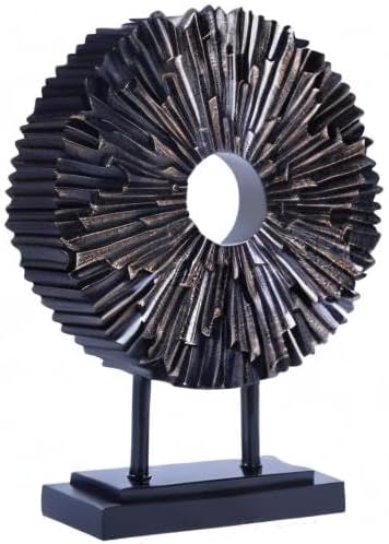 CECKQUE Minimalist Round Statue Above Cabinet Decor Kitchen, Modern Decorative Sculpture Home Decorations for Living Room Coffee Table, Office Decor Items, Center Pieces Decoration (Black)