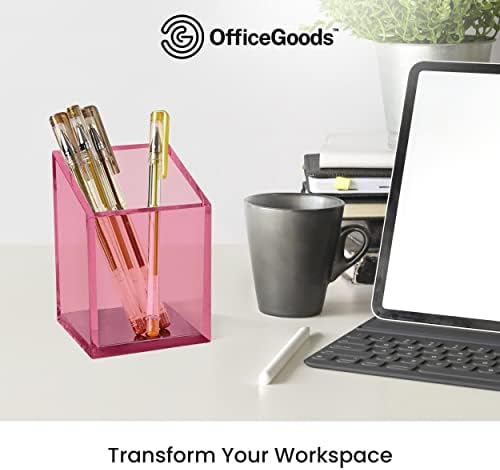 OfficeGoods Acrylic Pen and Pencil Holder, Pink - Image 5