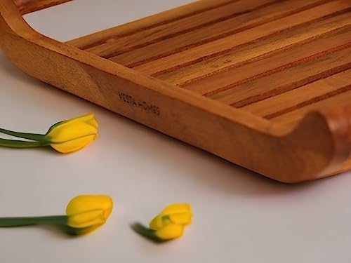 Vesta Homes Set of 2 Romper Teak Wood Rectangular Serving Tray for Home/Kitchen/Restaurant/Office Organizer/Dining Table|Premium Wooden Trays| 18 X 12 ; 15 x 10 inches | Handcrafted in India - Image 7
